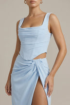 Odalie evening corset high-slit two-piece set, detail view
