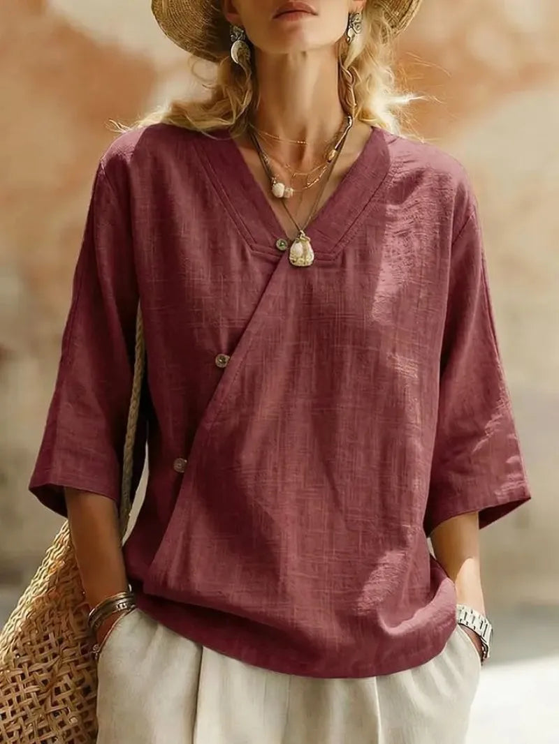 Odalys oversized V-neck blouse, view 1
