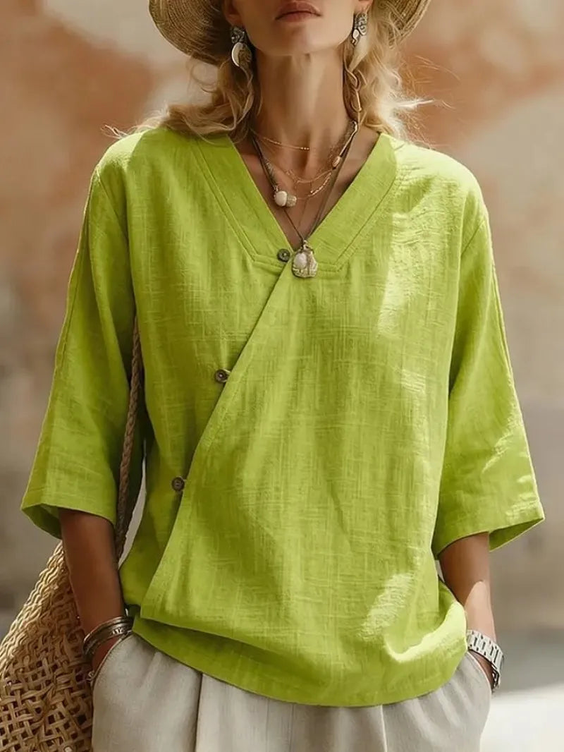 Odalys oversized V-neck blouse, view 3