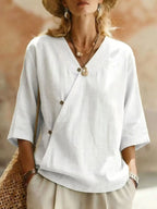 Odalys oversized V-neck blouse, view 4