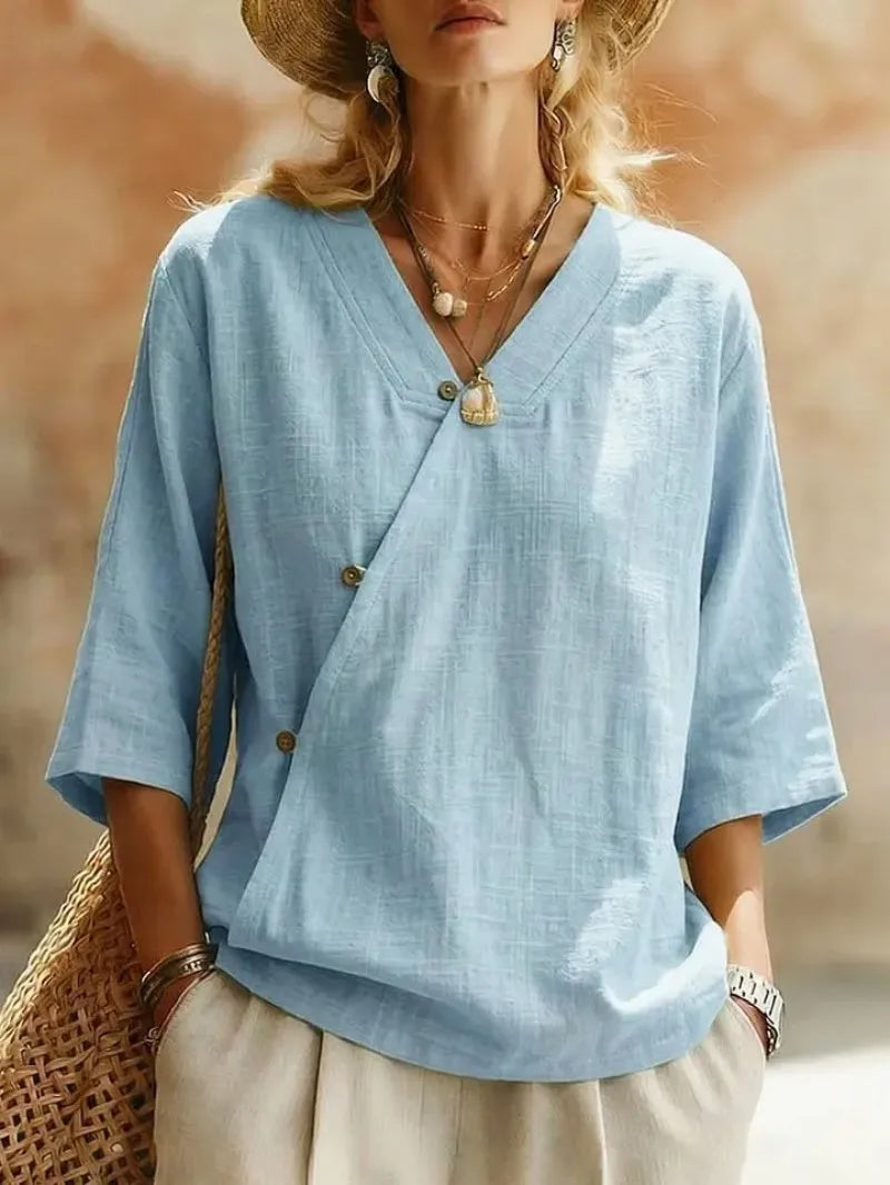 Odalys oversized V-neck blouse, view 5