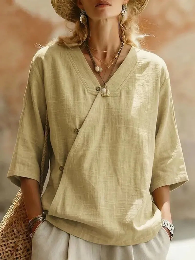 Odalys oversized V-neck blouse, view 6