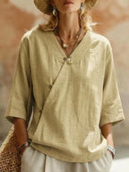 Odalys oversized V-neck blouse, view 6