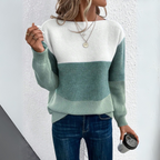Odalys Colorblock Boat Neck Sweater, Green