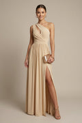 Odessa evening one-shoulder cutout maxi dress, Apricot