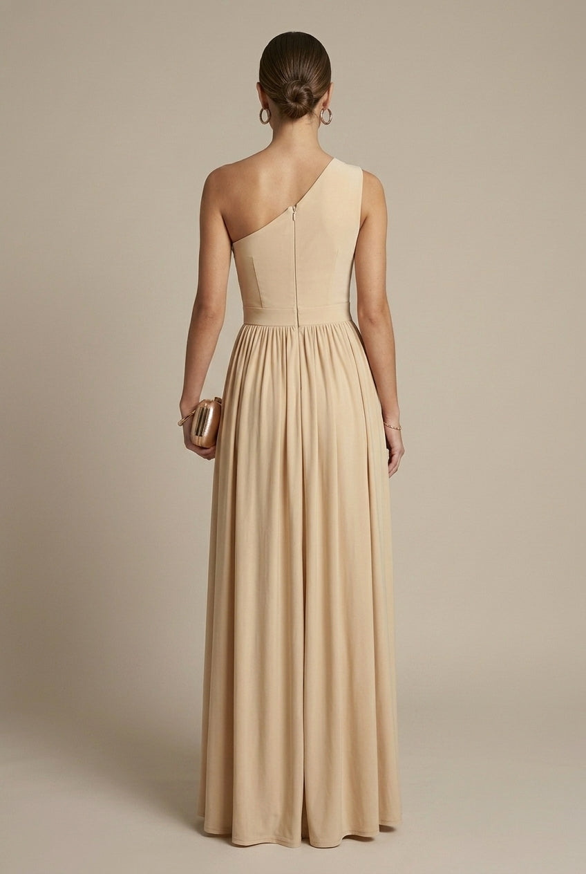 Odessa evening one-shoulder cutout maxi dress, back view