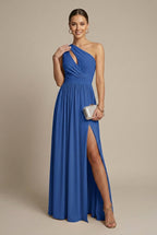 Odessa evening one-shoulder cutout maxi dress, Royal Blue