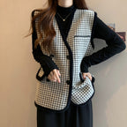 Odette Double-Breasted Structured Vest, Black/White