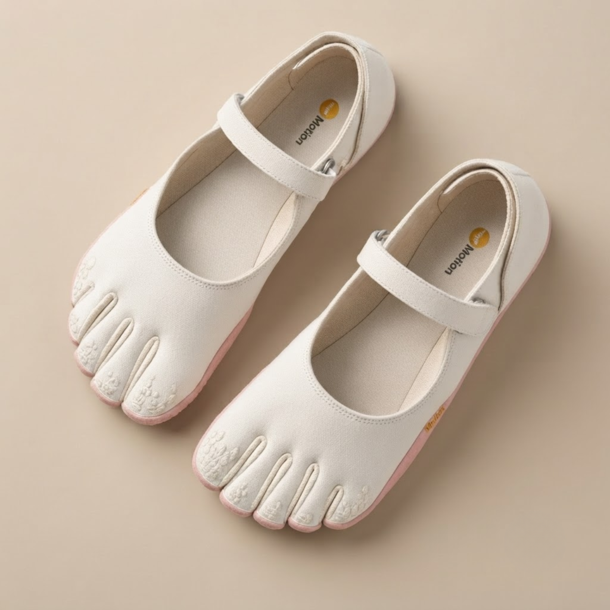 Odette Woman's Barefoot Flats Five-Toe Lightweight in Pink shown in side view, featuring a breathable upper, ergonomic five-toe design, flexible barefoot sole, lightweight construction, and slip-resistant outsole, designed by Bella Hudson.