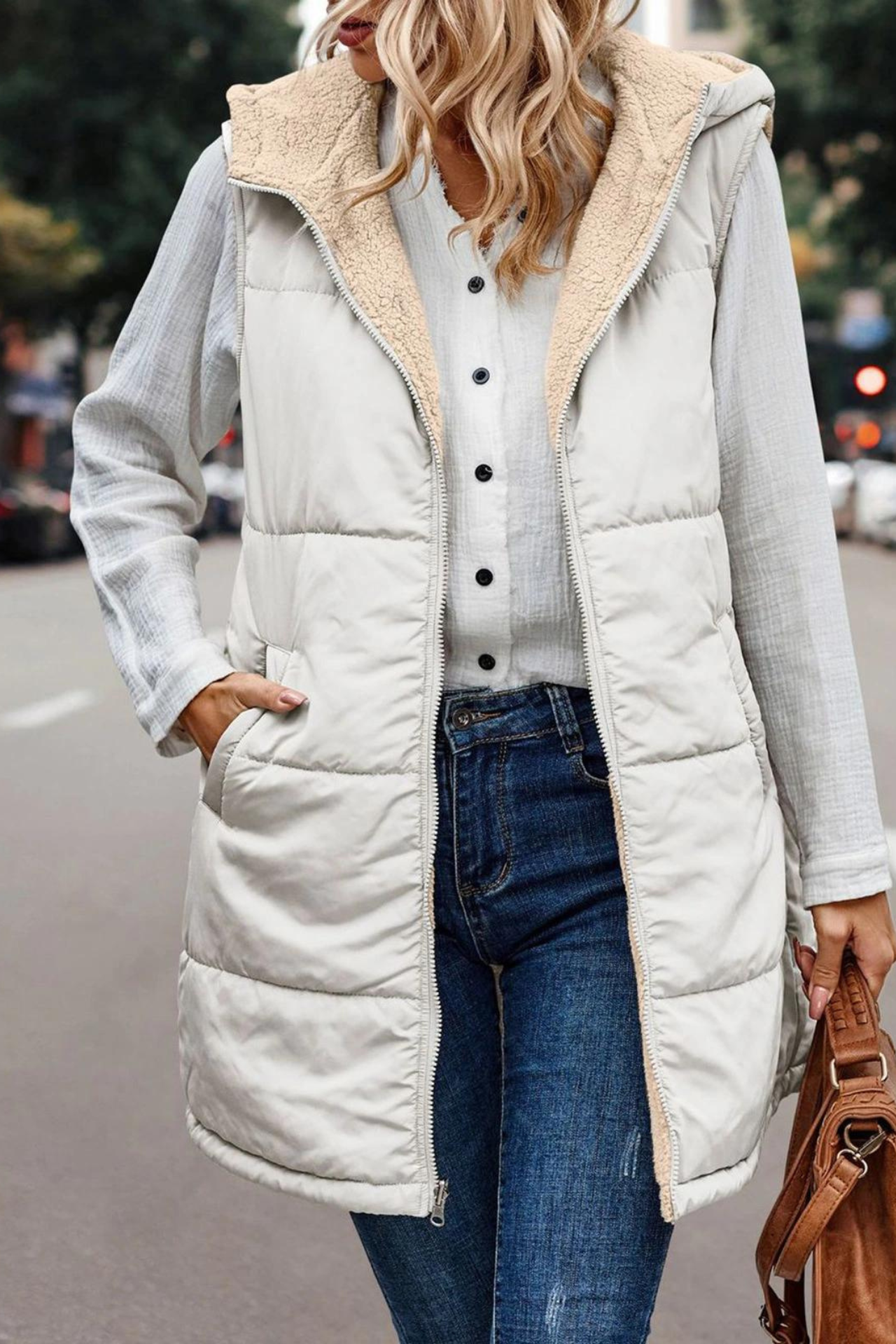 Ottilie Hooded Zip Vest, White