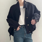 Ottoline Oversized Stand-Up Collar Jacket, Black