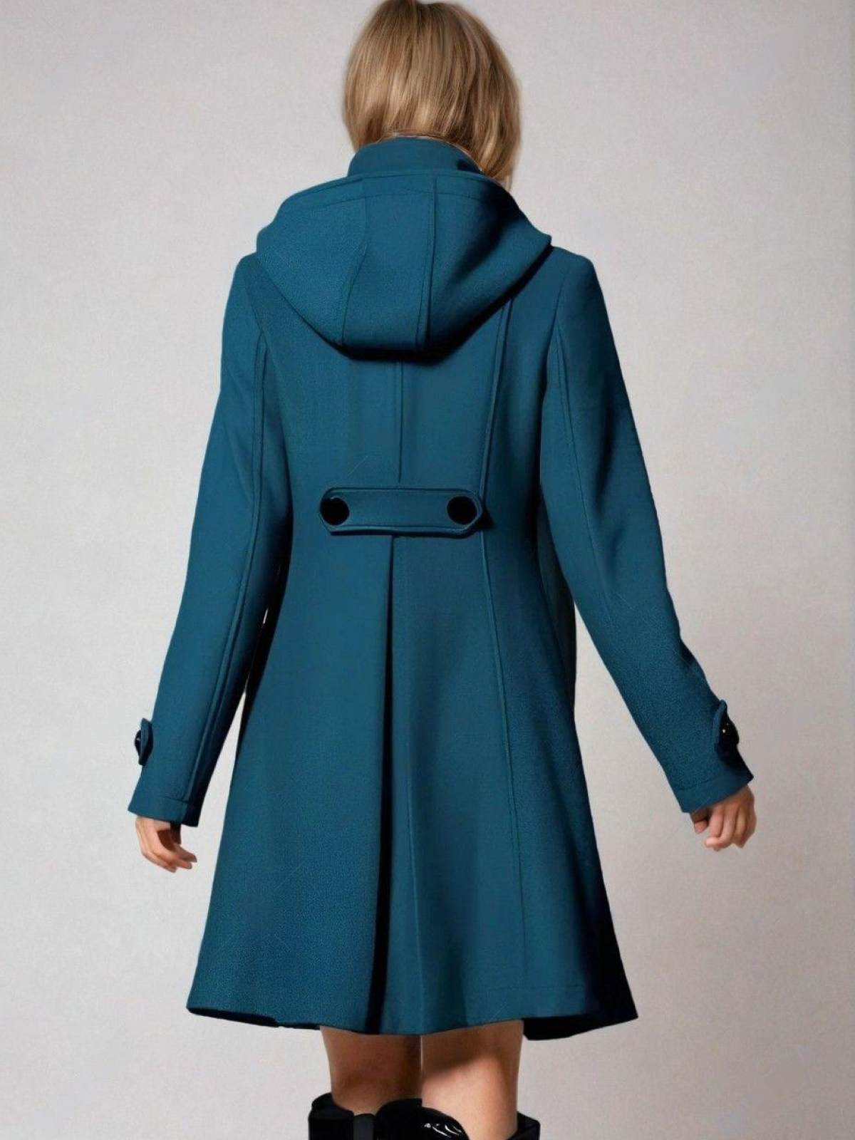Perpetua Hooded A-Line Coat, back view