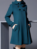Perpetua Hooded A-Line Coat, Blue