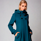 Perpetua Hooded A-Line Coat, detail view