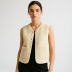 Perpetua Shearling-Look Button Vest, side view