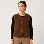 Perpetua Shearling-Look Button Vest, styled view