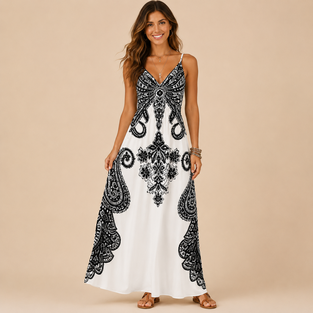 Perrine Maxi Dress Paisley-Print V-Neck Strap