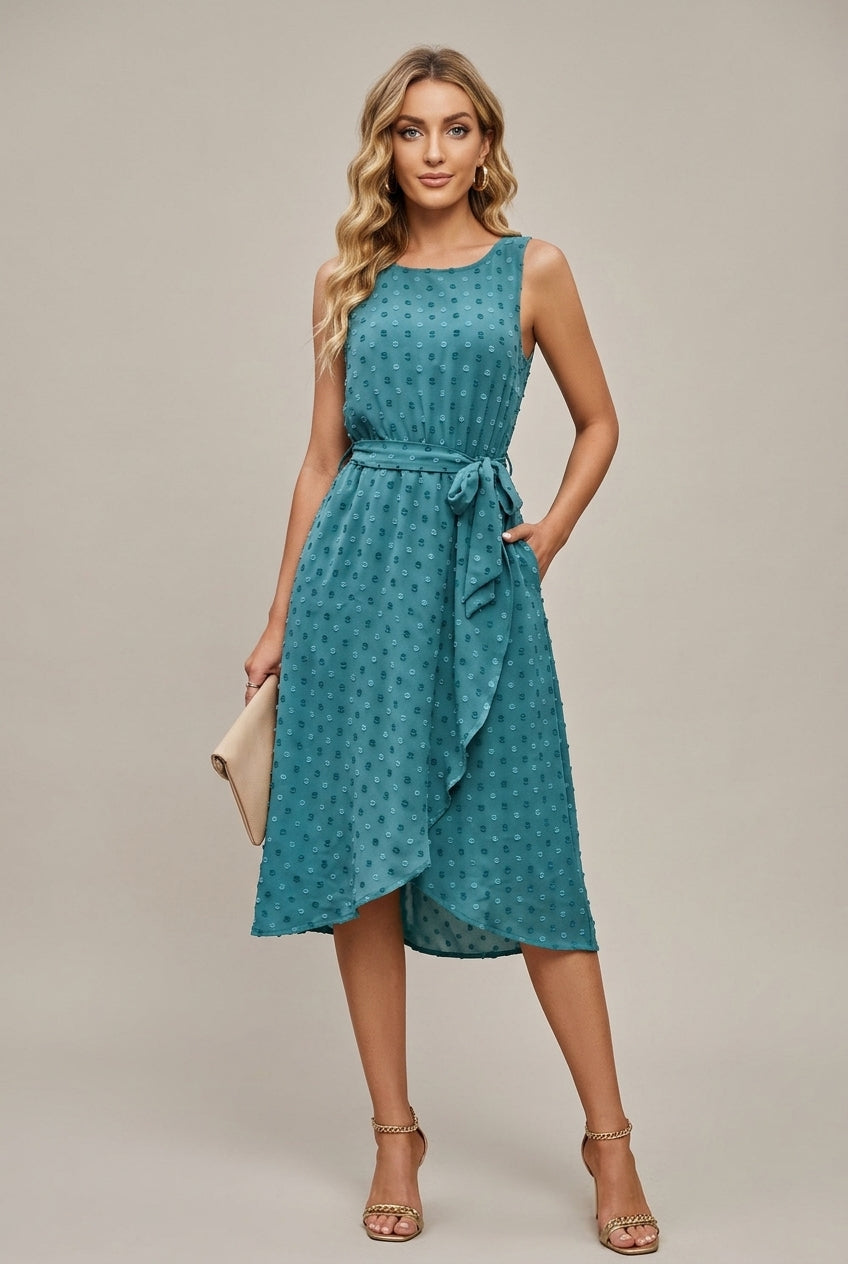Perrine wrap polka-dot belted midi dress, Blue