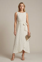 Perrine wrap polka-dot belted midi dress, White