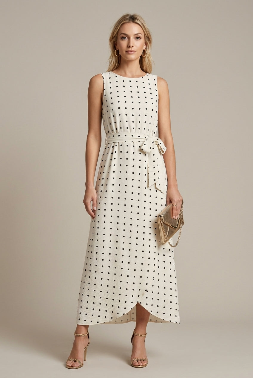 Perrine wrap polka-dot belted midi dress, White