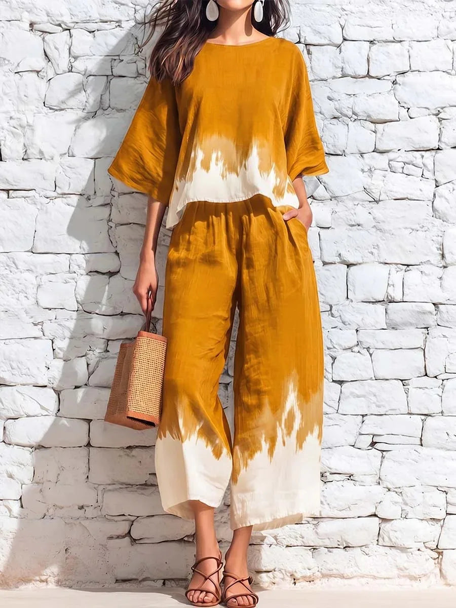 Petronella printed blouse and pants set, view 2