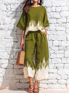 Petronella printed blouse and pants set, view 3