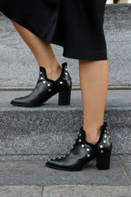 Priscilla Studded Pointed-Toe Ankle Boots, detail view