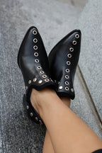 Priscilla Studded Pointed-Toe Ankle Boots, side view