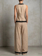 Priscilla V-neck vest and wide leg trouser set, view 7