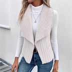 Priya Open-Collar Fleece Vest, detail view