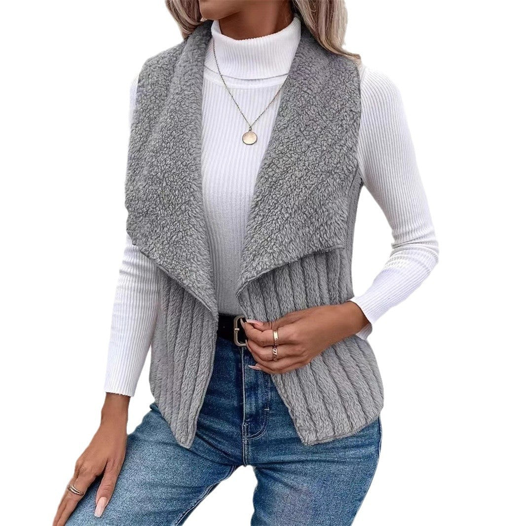 Priya Open-Collar Fleece Vest, lifestyle view