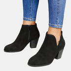 Rosalind faux suede block-heel side-zip ankle boots, Black