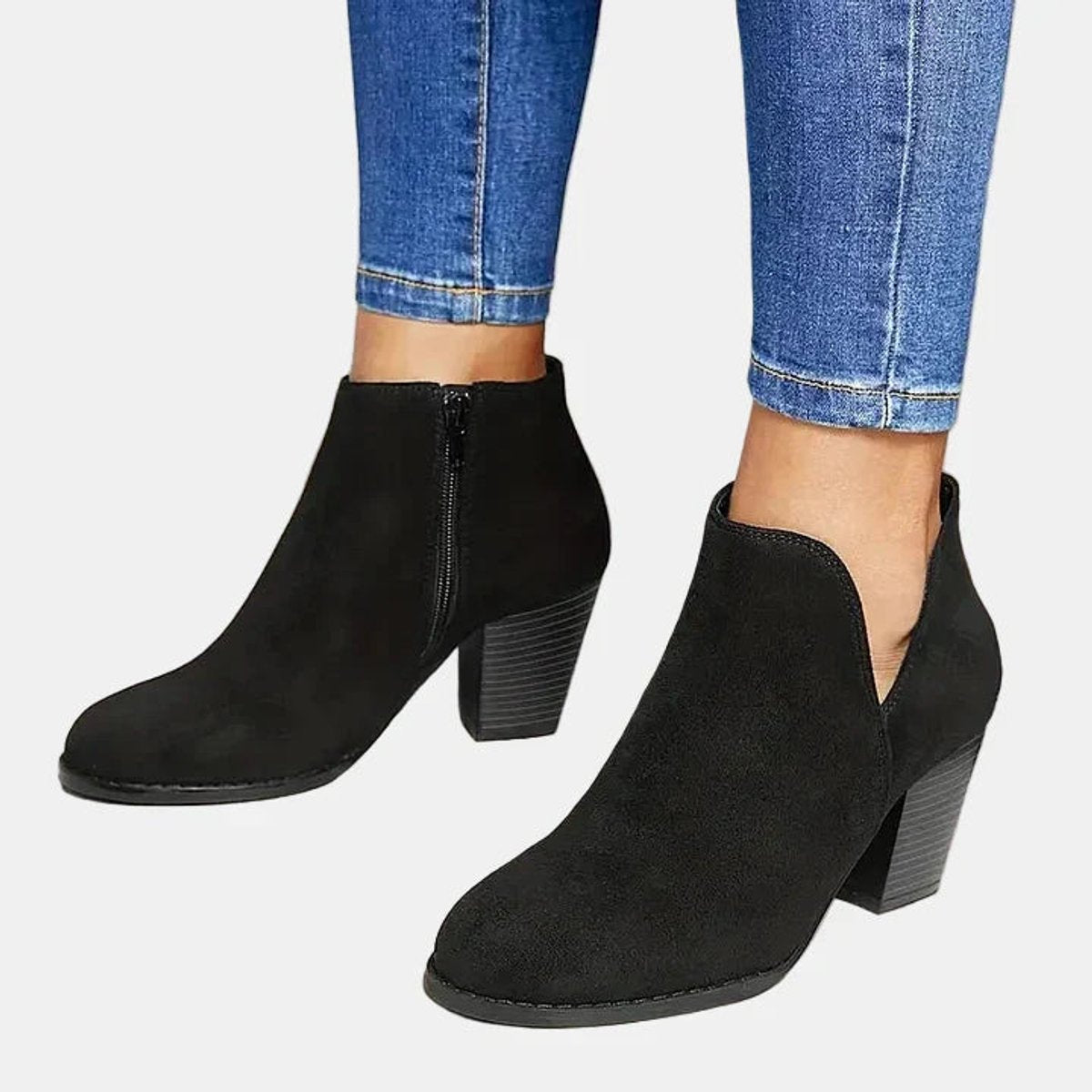 Rosalind faux suede block-heel side-zip ankle boots, Black