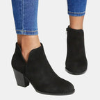 Rosalind faux suede block-heel side-zip ankle boots, lifestyle view