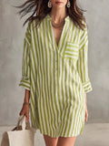 Rosalind striped button-front mini dress, front view