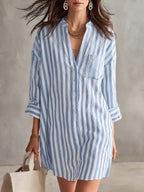 Rosalind striped button-front mini dress, alternate view