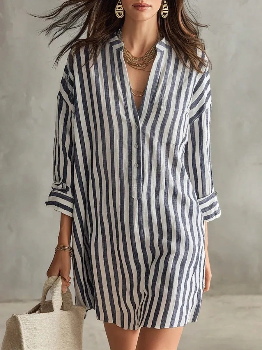 Rosalind striped button-front mini dress, detail view