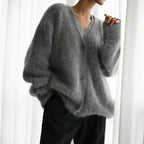 Rosalind Soft V-Neck Cardigan, Dark Gray