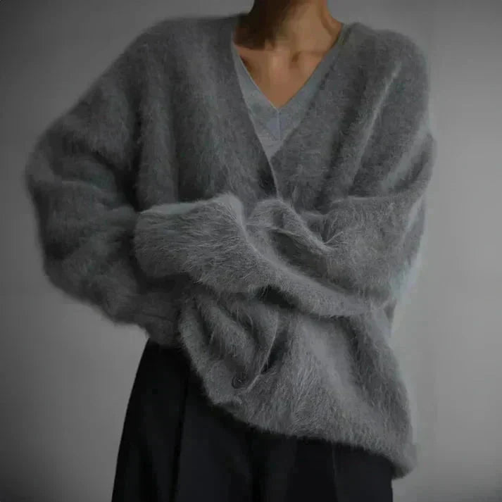 Rosalind Soft V-Neck Cardigan, styled view