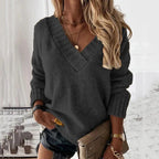 Rosalinde Cozy V-Neck Sweater, Gray