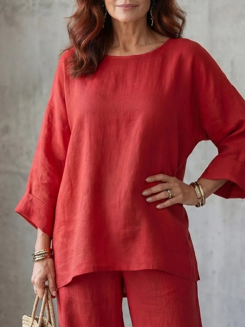Rosamund round-neck top and wide leg trouser set, view 11