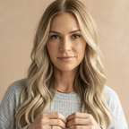 Close-up front view of the Rosamund Two-Piece Set Striped Knit in Light Grey, showcasing the striped knit texture and detailing.
