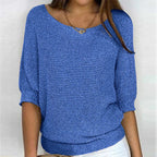 Rosemarie Chunky Knit Half-Sleeve Sweater, Blue
