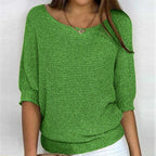Rosemarie Chunky Knit Half-Sleeve Sweater, Green