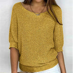 Rosemarie Chunky Knit Half-Sleeve Sweater, Yellow