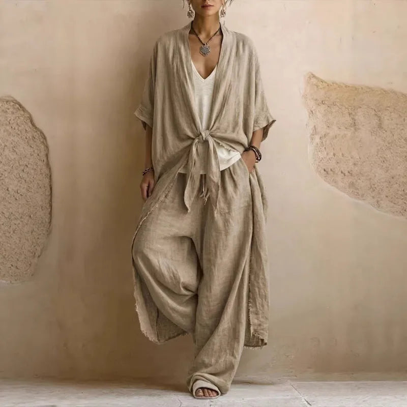 Roxanne kimono top and wide leg trouser set, view 1