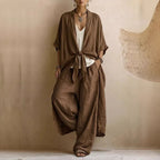 Roxanne kimono top and wide leg trouser set, view 4