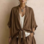 Roxanne kimono top and wide leg trouser set, view 5