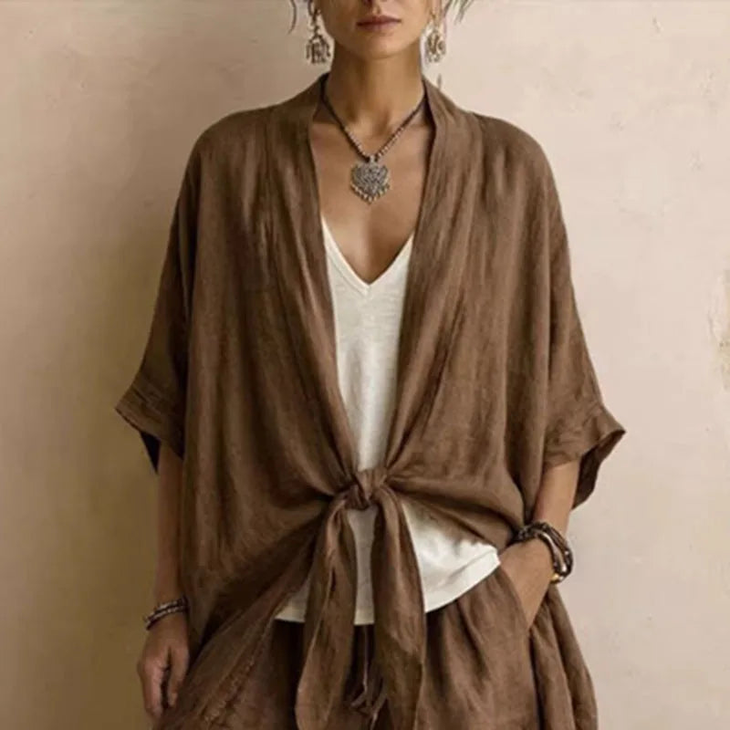 Roxanne kimono top and wide leg trouser set, view 5