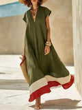 Salome V-neck striped cap-sleeve maxi dress, view 1